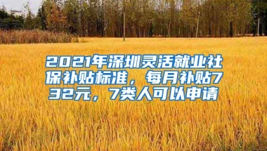 2021年深圳靈活就業(yè)社保補(bǔ)貼標(biāo)準(zhǔn)，每月補(bǔ)貼732元，7類人可以申請(qǐng)