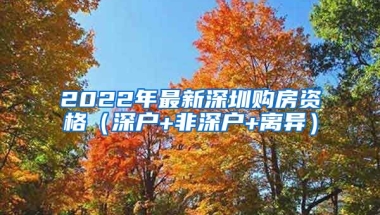 2022年最新深圳購(gòu)房資格（深戶+非深戶+離異）