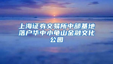 上海證券交易所中部基地落戶華中小龜山金融文化公園