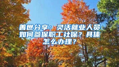 善世分享：靈活就業(yè)人員如何參保職工社保？具體怎么辦理？