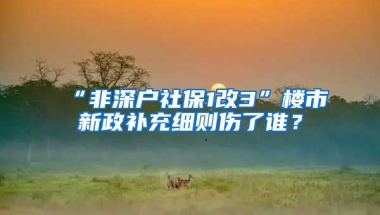 “非深戶社保1改3”樓市新政補充細則傷了誰？