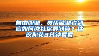 自由職業(yè)、靈活就業(yè)者到底如何繳社保最劃算？建議你花3分鐘看看