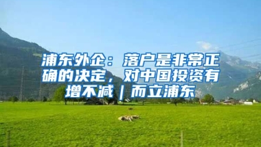 浦東外企：落戶是非常正確的決定，對中國投資有增不減｜而立浦東