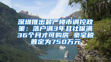 深圳推出最嚴樓市調控政策：落戶滿3年且社保滿36個月才可購房 豪宅稅普定為750萬元