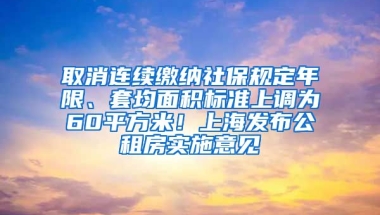 取消連續(xù)繳納社保規(guī)定年限、套均面積標(biāo)準(zhǔn)上調(diào)為60平方米！上海發(fā)布公租房實(shí)施意見