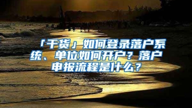 「干貨」如何登錄落戶系統(tǒng)、單位如何開戶？落戶申報(bào)流程是什么？