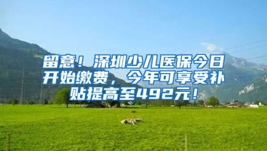 留意！深圳少兒醫(yī)保今日開始繳費(fèi)，今年可享受補(bǔ)貼提高至492元！