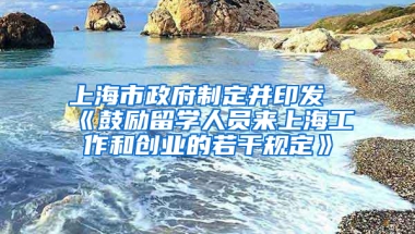 上海市政府制定并印發(fā)《鼓勵(lì)留學(xué)人員來上海工作和創(chuàng)業(yè)的若干規(guī)定》