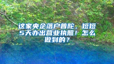 這家央企落戶普陀，短短5天辦出營業(yè)執(zhí)照！怎么做到的？