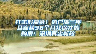 打擊假離婚！落戶滿三年且連續(xù)36個(gè)月社保才能購房！深圳再出新政