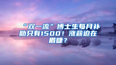 “雙一流”博士生每月補(bǔ)助只有1500！漲薪迫在眉睫？