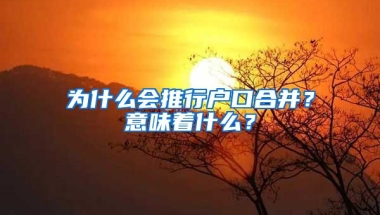 為什么會推行戶口合并？意味著什么？