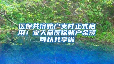 醫(yī)保共濟賬戶支付正式啟用！家人間醫(yī)保賬戶余額可以共享啦