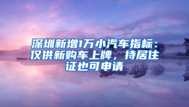 深圳新增1萬小汽車指標(biāo)：僅供新購車上牌，持居住證也可申請