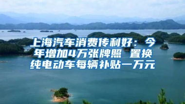 上海汽車消費傳利好：今年增加4萬張牌照 置換純電動車每輛補貼一萬元