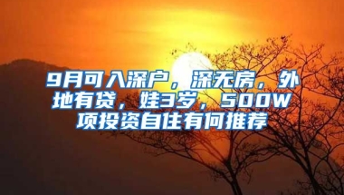 9月可入深戶，深無(wú)房，外地有貸，娃3歲，500W項(xiàng)投資自住有何推薦