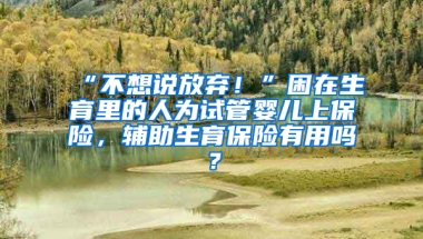 “不想說放棄！”困在生育里的人為試管嬰兒上保險，輔助生育保險有用嗎？