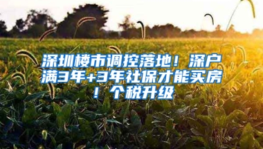 深圳樓市調控落地！深戶滿3年+3年社保才能買房！個稅升級