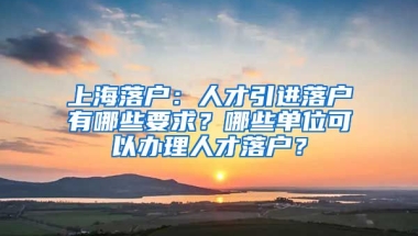 上海落戶：人才引進落戶有哪些要求？哪些單位可以辦理人才落戶？