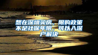 想在深圳買房，限購政策不足社保年限，可以入深戶解決