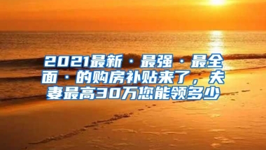 2021最新·最強(qiáng)·最全面·的購房補(bǔ)貼來了，夫妻最高30萬您能領(lǐng)多少