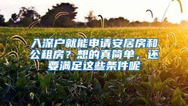 入深戶就能申請(qǐng)安居房和公租房？想的真簡(jiǎn)單，還要滿足這些條件呢